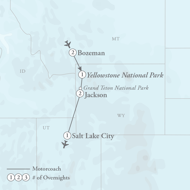 Tour Map for Yellowstone & Frontier Farms