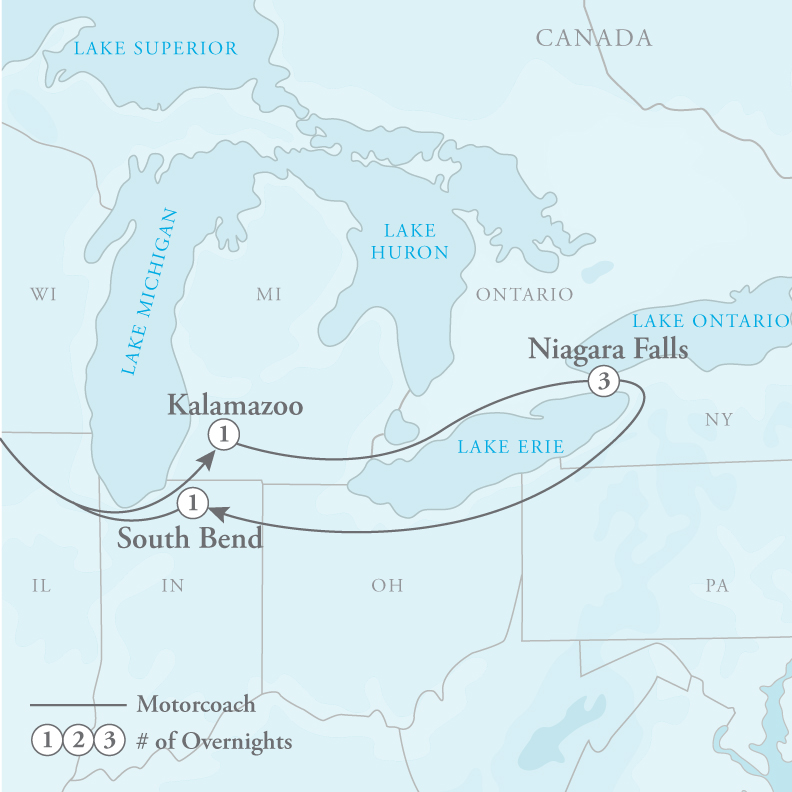 Tour Map for Niagara Falls Getaway