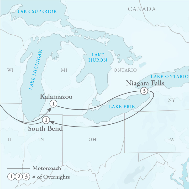 Tour Map for Niagara Falls Getaway