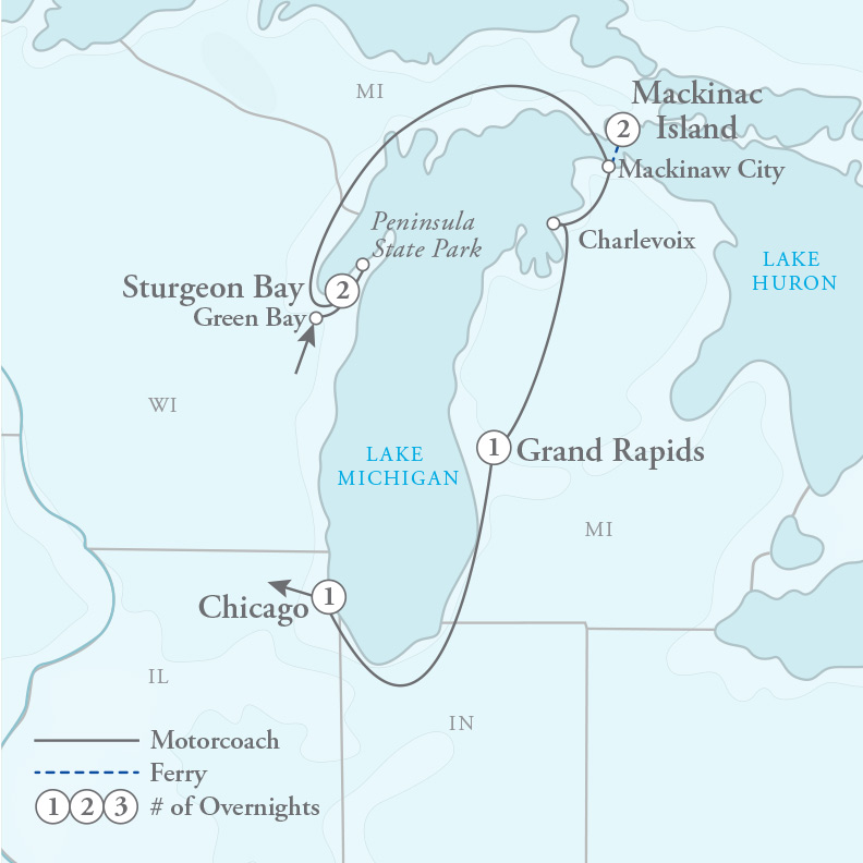 Tour Map for Lake Michigan Circle Tour