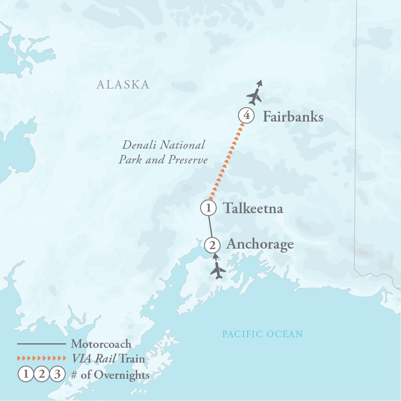 Tour Map for Alaskan Aurora Adventure