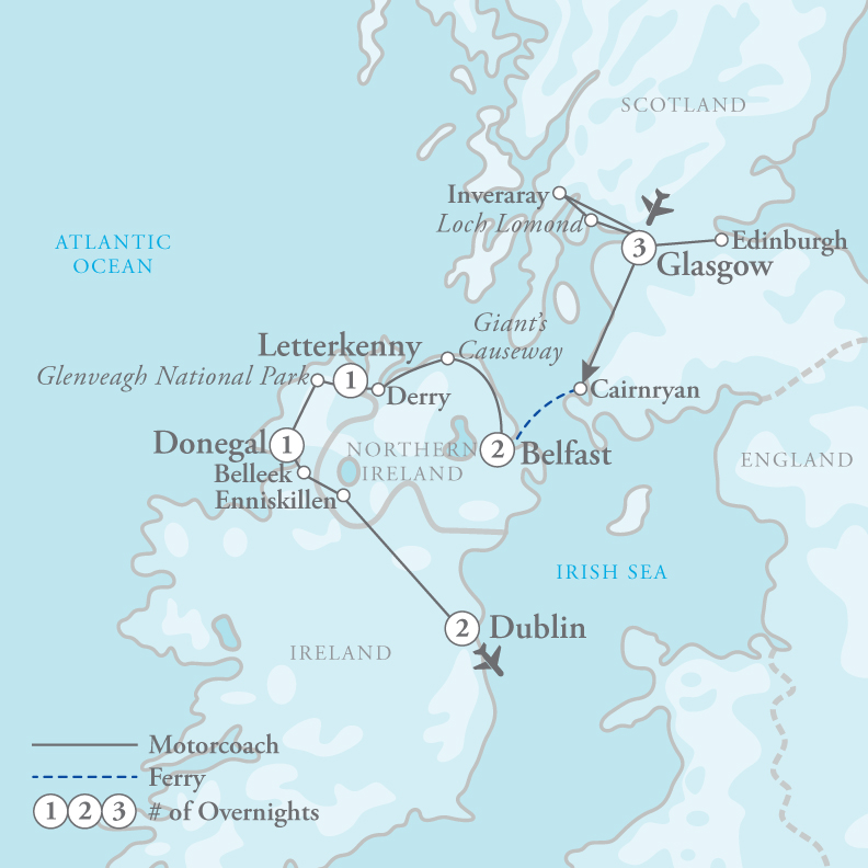 Tour Map for Scotland & Northern Ireland