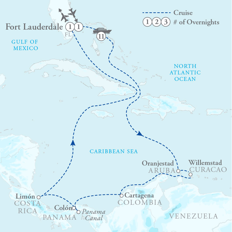 Tour Map for Panama Canal Cruise with Holland America