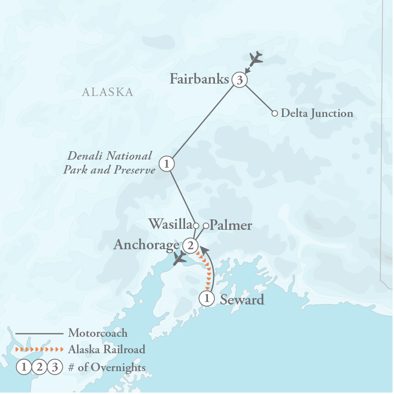 Tour Map for Alaska Agriculture & Kenai Fjords