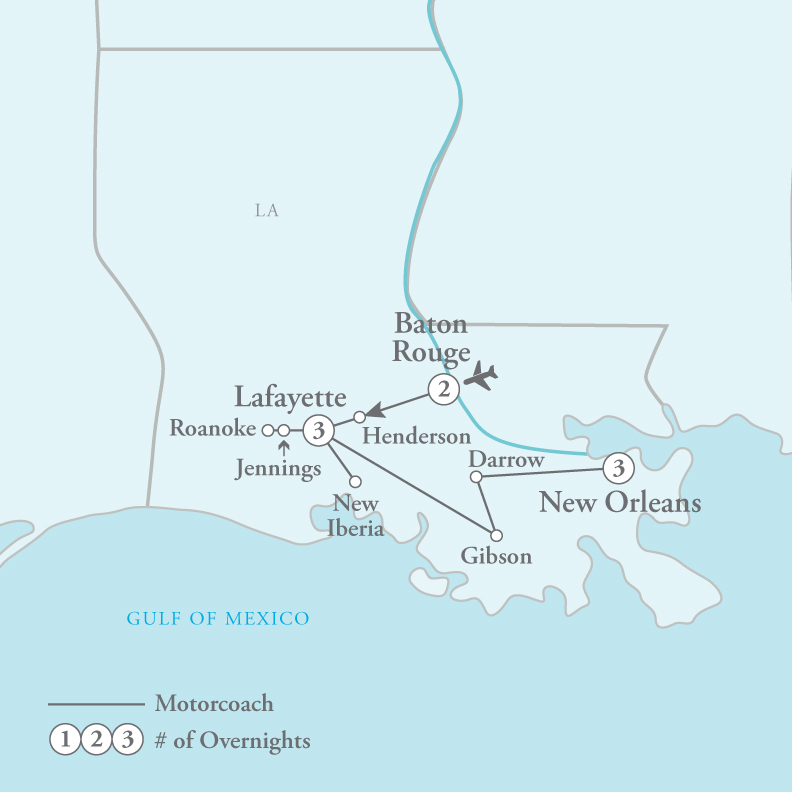 Tour Map for Cajun Country Agriculture