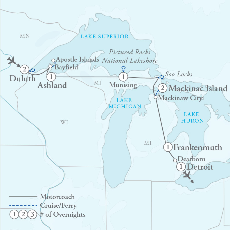 Tour Map for Lake Superior Splendor
