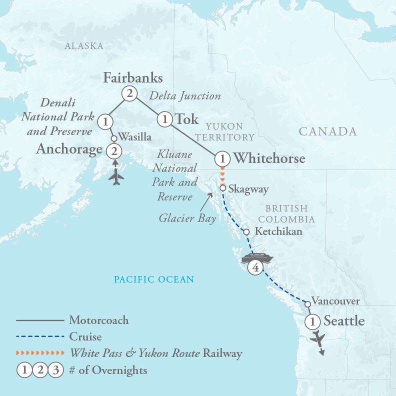 Tour Map for Alaska & Glacier Bay Cruise