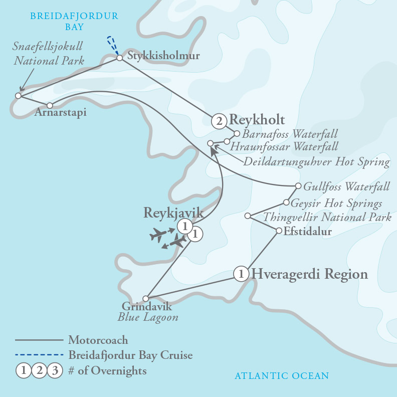 Tour Map for Iceland's Northern Lights