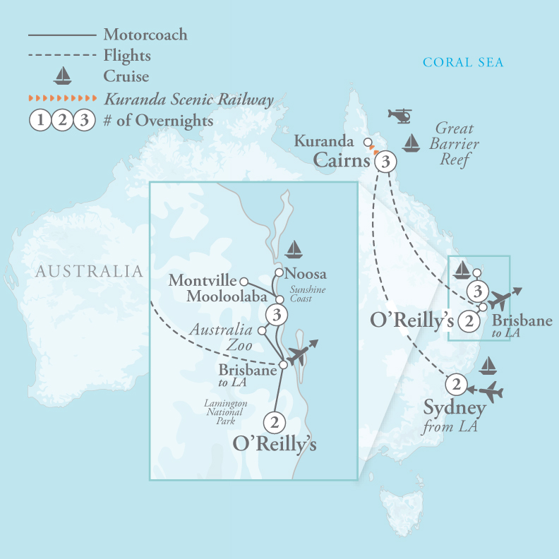 Tour Map for Wonders of Australia
