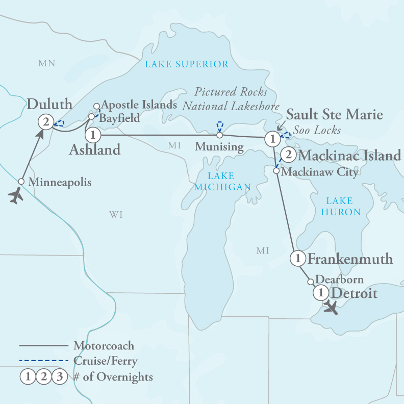 Tour Map for Lake Superior Splendor