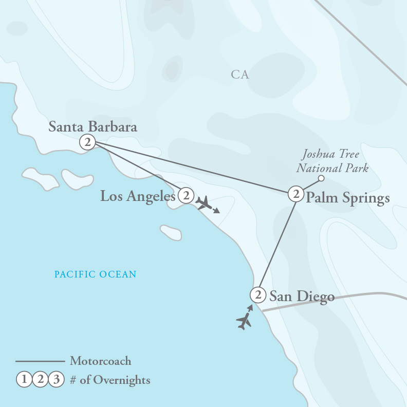 Tour Map for Southern California Dreaming