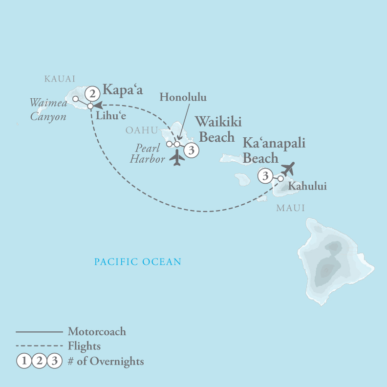 Tour Map for Hawaii Three Island Holiday