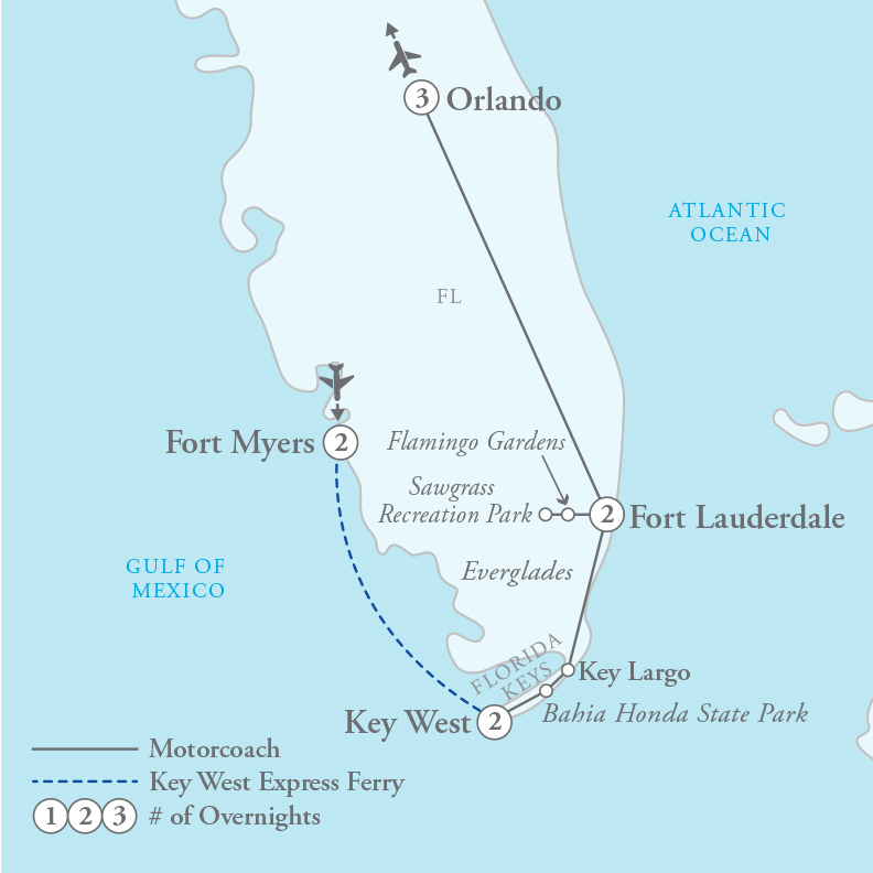 Tour Map for Florida Highlights