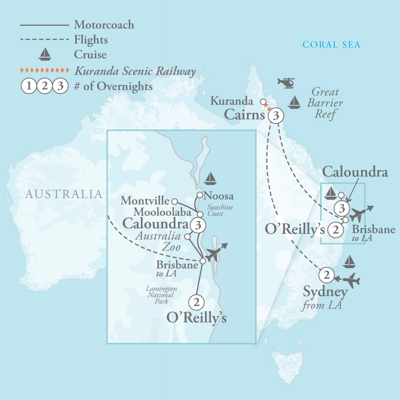 Tour Map for Wonders of Australia