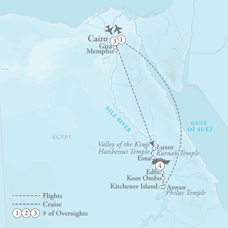 Tour Map for Gems of Egypt & The Nile River