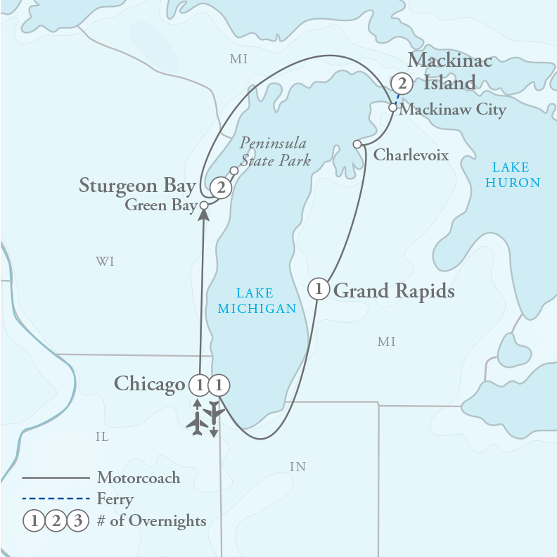 Tour Map for Lake Michigan Circle Tour