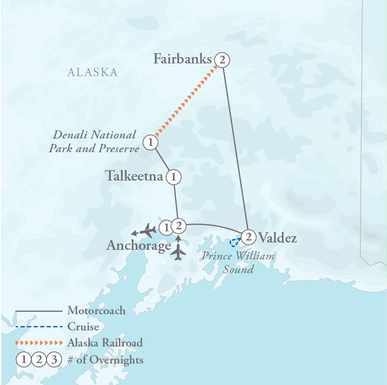 Tour Map for Big Wild Alaska