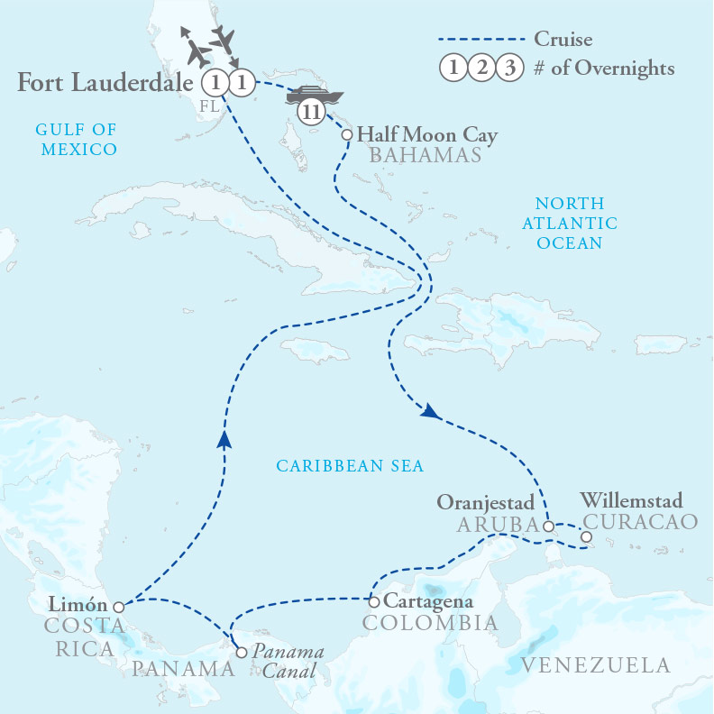 Tour Map for Panama Canal Cruise with Holland America