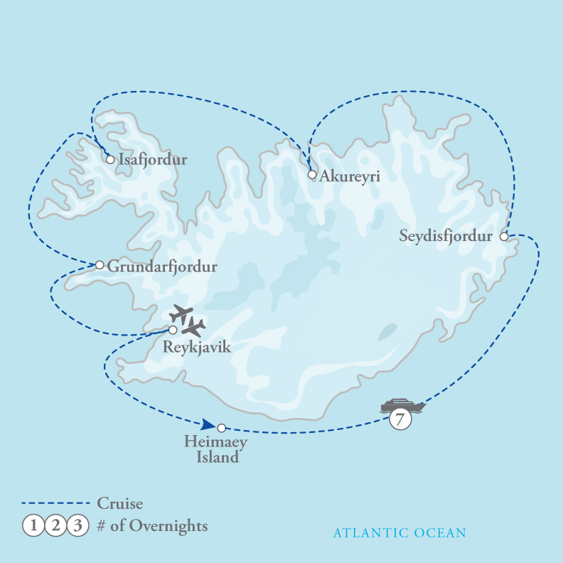 Tour Map for Iceland: Land of the Midnight Sun