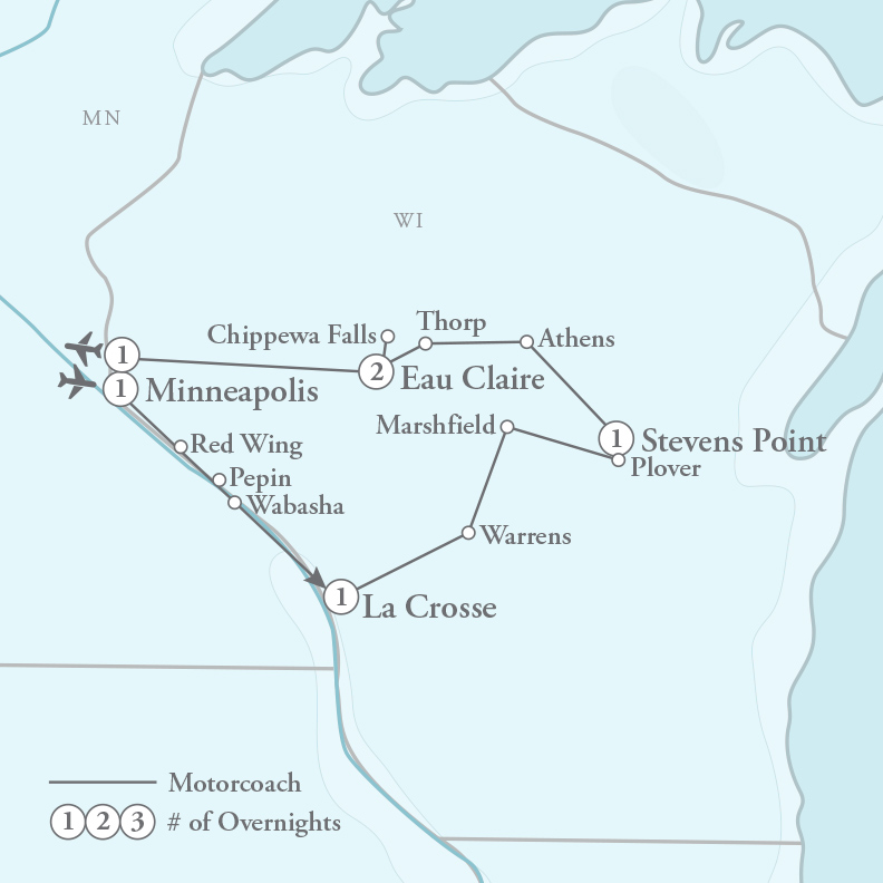 Tour Map for Wisconsin Agriculture & the Great River Road