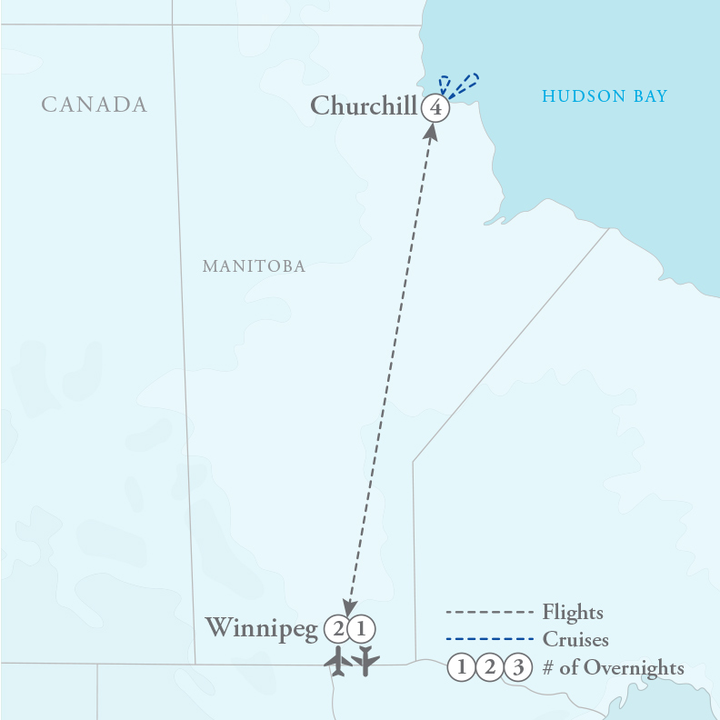 Tour Map for Canadian Arctic Summer: Bears & Belugas