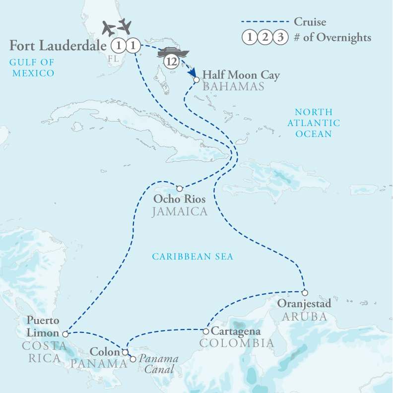 Tour Map for Panama Canal Cruise with Holland America