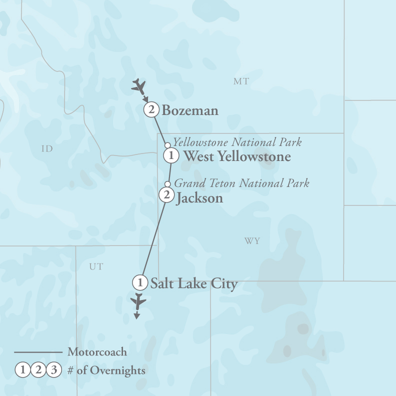 Tour Map for Yellowstone & Frontier Farms