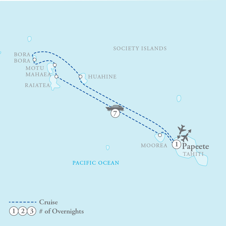 Tour Map for Pearls of Tahiti President's Cruise