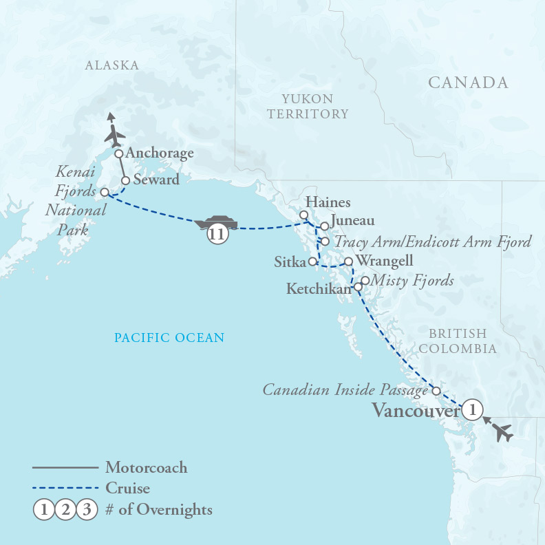 Tour Map for Alaska President's Cruise